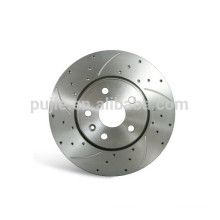 silver cross drilled and slotted brake rotor
